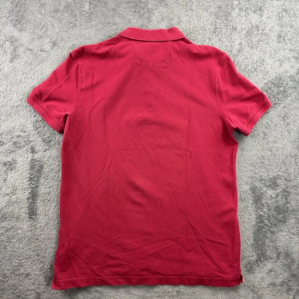 Banana Republic Polo Shirt Mens L Red Slim Fit Pique Elephant Logo Preppy
